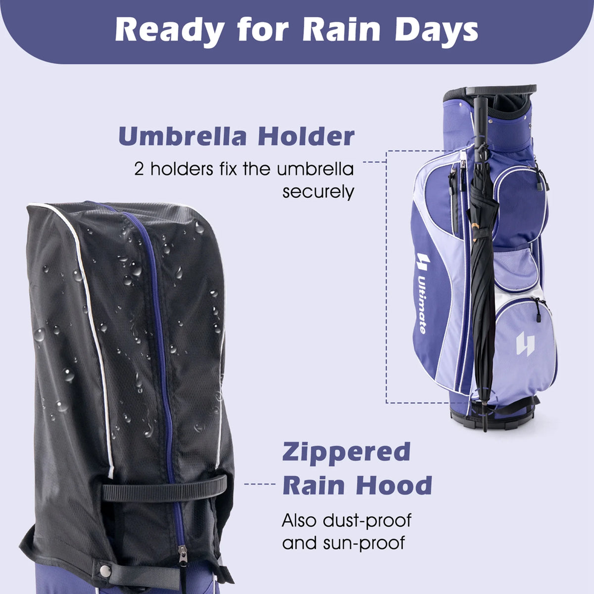 Ultimate Women’s Complete Golf Club Set Golf Club Package Set w/ Rain Hood, Right Hand Purple