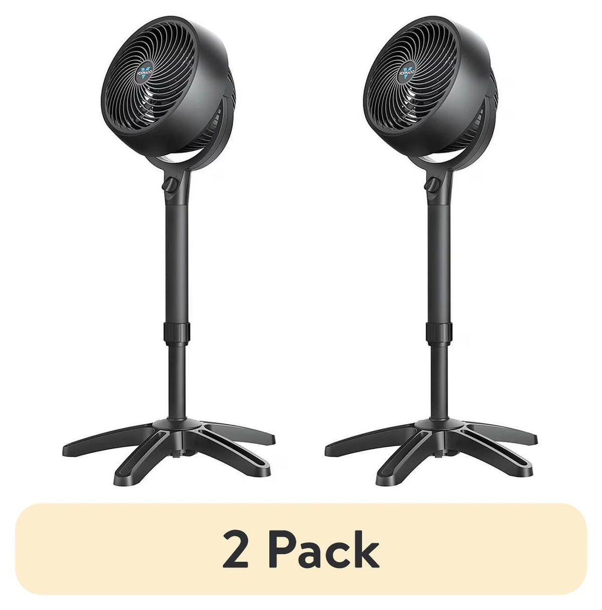 (2 pack) Vornado 683 Medium Pedestal Whole Room Air Circulator Fan, 3 Speed Control, Adjustable Standing Height, 32 to 38 Inches, Black