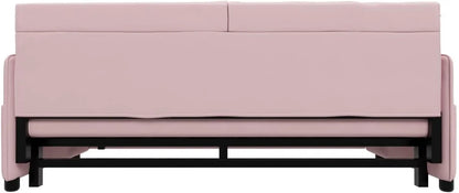 Tabaray 63.8" Futon Sofa Bed Queen Size, Pull Out Bed, 3-in-1 Convertible Sleeper Sofa with Side Pocket, Modern Plush Velvet Futon Couch for Living Room, Small Space, Apartment, Bedroom, Black