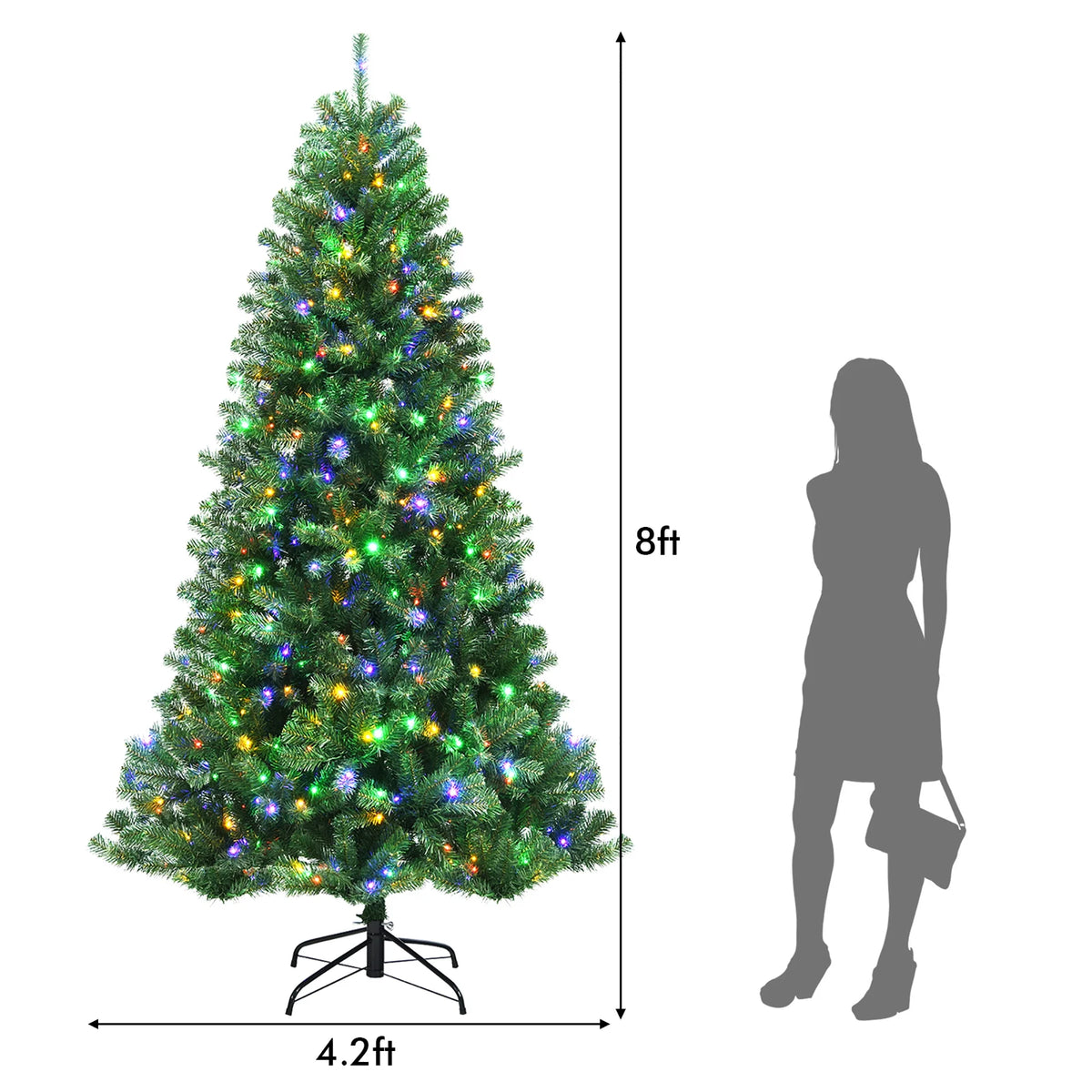 Costway 7ft Pre-lit Hinged Christmas Tree w/ Remote Control & 9 Lighting Modes