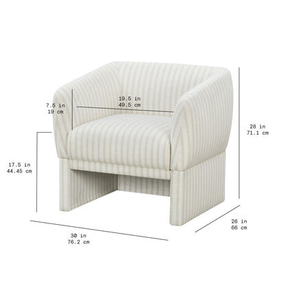 Beautiful Small Space Accent Chair by Drew Barrymore, Beige and White Linen
