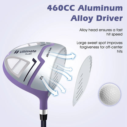 Ultimate Women’s Complete Golf Club Set Golf Club Package Set w/ Rain Hood, Right Hand Purple