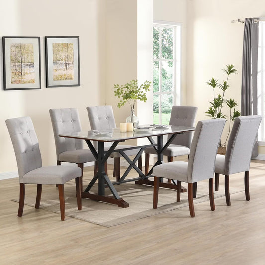 Sumdeal 5-Piece Farmhouse Dining Table Set, Wood Round Extendable Dining Table and 4 Upholstered Dining Chairs (Espresso-1Table 4 Chairs)