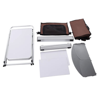 Camping Table with Storage Organizer and Windscreen Portable Outdoor Cooking Table Foldable Camp Table Camping Kitchen Station with 2 Side Tables for BBQ Grill Picnics