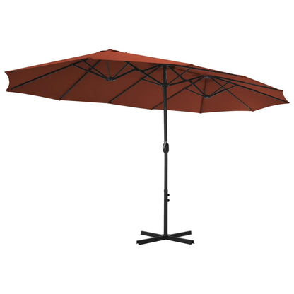 vidaXL Garden Parasol Blue Polyester fabric, Aluminum pole and ribs Large