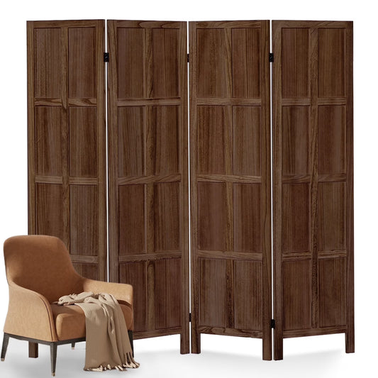 Aletheiawu 4 Panel Room Divider Wall and Folding Privacy Screens��No Installation Required��White