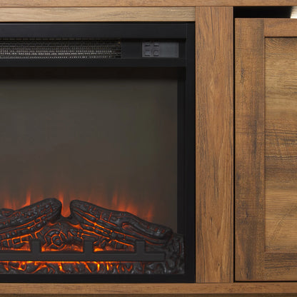 Walker Edison Transitional 2-Door Fireplace TV Stand for TVs up to 65��, Reclaimed Barnwood