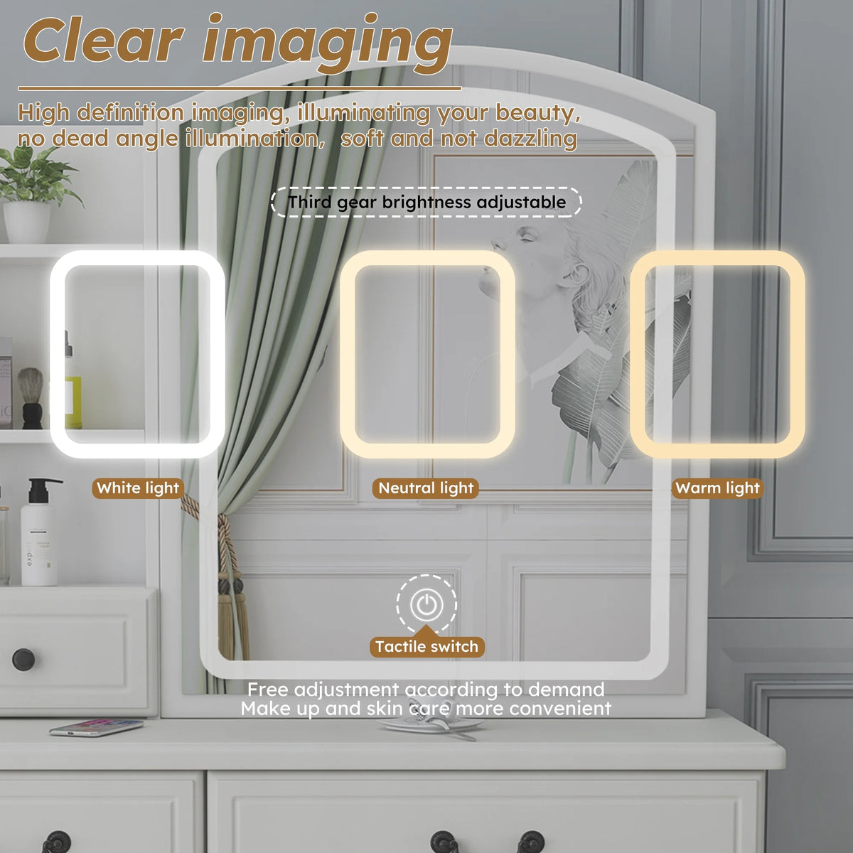 Wohh MDF Makeup Vanity with LED Mirror, Dressing Table and 5 Drawers, White