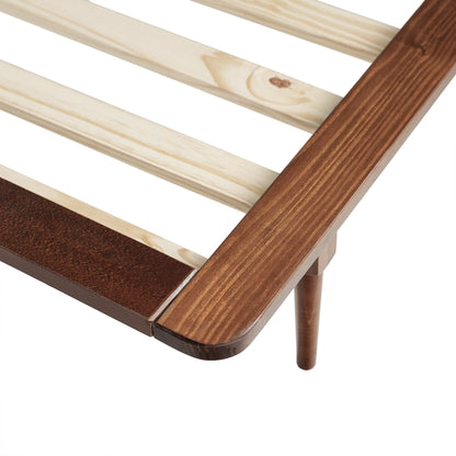 Walker Edison Modern Boho Queen Size Solid Wood Platform Bed, Walnut