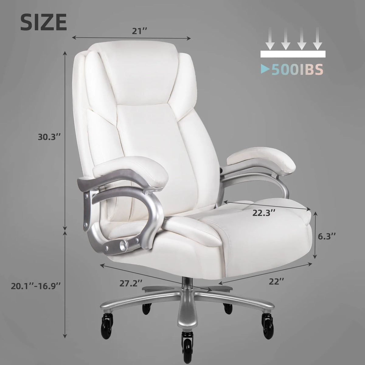 Waleaf Heavy Duty Big and Tall Office Chair 500lbs with Adjustable Lumbar Support,High Back Office Chair for Adults