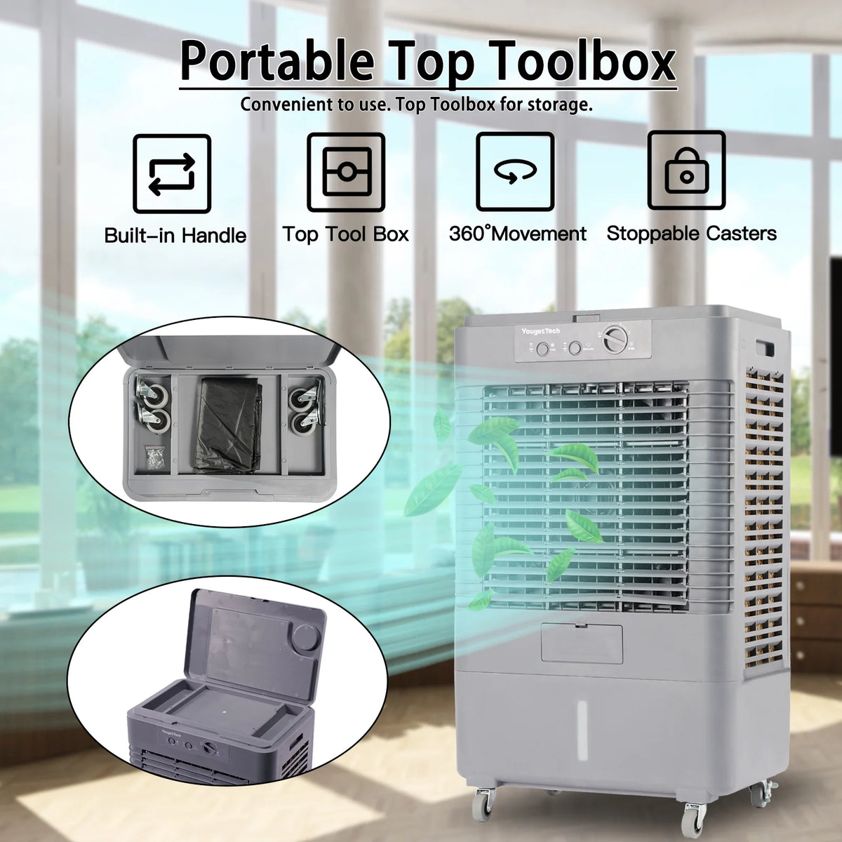 YougetTech 37'' Portable 3000CFM Evaporative Air Cooler