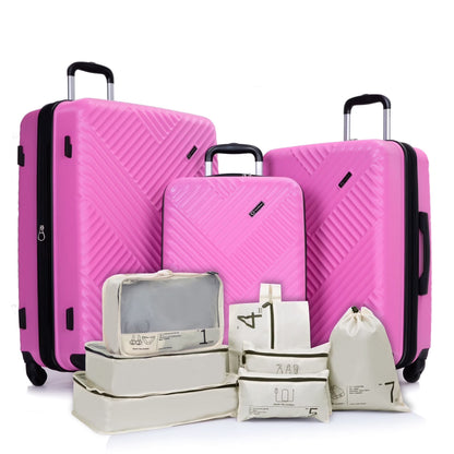 10 Piece Luggage Set Lightweight Suitcase Set with 7PCS Organizer Bags Suitcase with TSA Lock Spinner Wheels(Black)