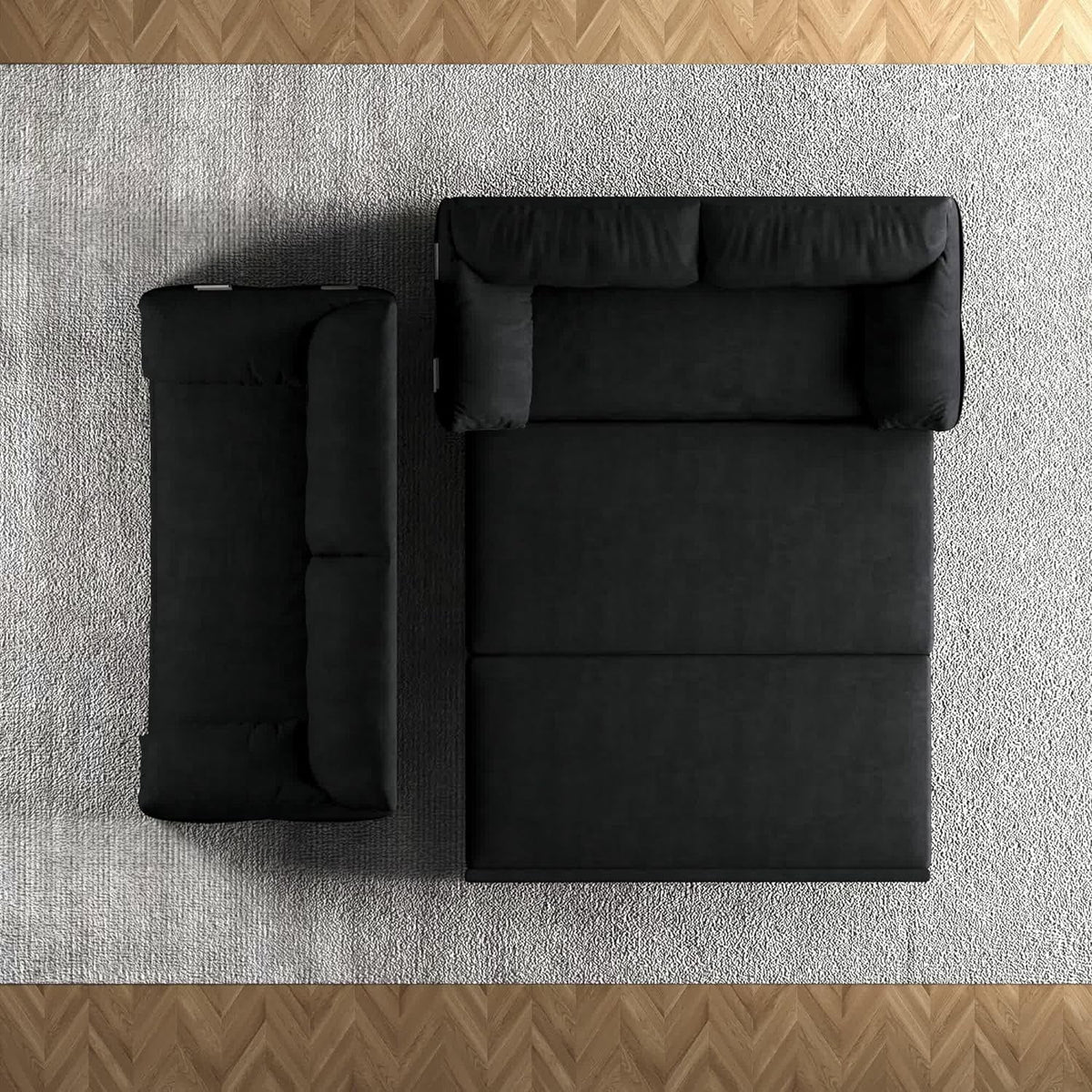 Tabaray 63.8" Futon Sofa Bed Queen Size, Pull Out Bed, 3-in-1 Convertible Sleeper Sofa with Side Pocket, Modern Plush Velvet Futon Couch for Living Room, Small Space, Apartment, Bedroom, Black