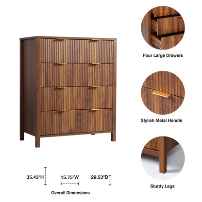 YOCWO Fluted Nightstand for Bedroom Set of 2 , Wood Bedside Table Set of 2 with Drawers, Black
