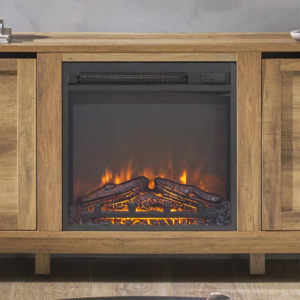 Walker Edison Transitional 2-Door Fireplace TV Stand for TVs up to 65��, Reclaimed Barnwood