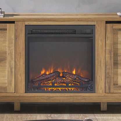 Walker Edison Transitional 2-Door Fireplace TV Stand for TVs up to 65��, Reclaimed Barnwood