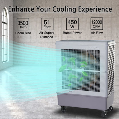 YougetTech 37'' Portable 3000CFM Evaporative Air Cooler