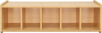 Tot Mate Children's Book Bench Cubby Storage for Classroom, 46" Wide, 5 Cubbies, Wooden, Maple, RTA