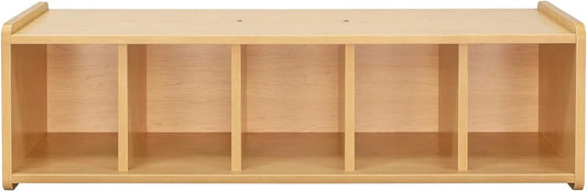 Tot Mate Children's Book Bench Cubby Storage for Classroom, 46" Wide, 5 Cubbies, Wooden, Maple, RTA
