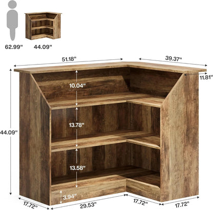 Tribesigns Bar Cabinet, L-Shaped Home Bar Table with Stemware Racks