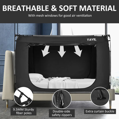 YAVIL Bed Tent Full Size Portable Pop up Privacy Sleeping 3 Doors Bed Tent Net 75 x 54 x 47in 10lb