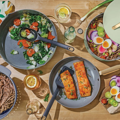 Beautiful 12pc Ceramic Non-Stick Cookware Set with Strainer Lids, White Icing by Drew Barrymore