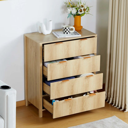 YOCWO Fluted Nightstand for Bedroom Set of 2 , Wood Bedside Table Set of 2 with Drawers, Black