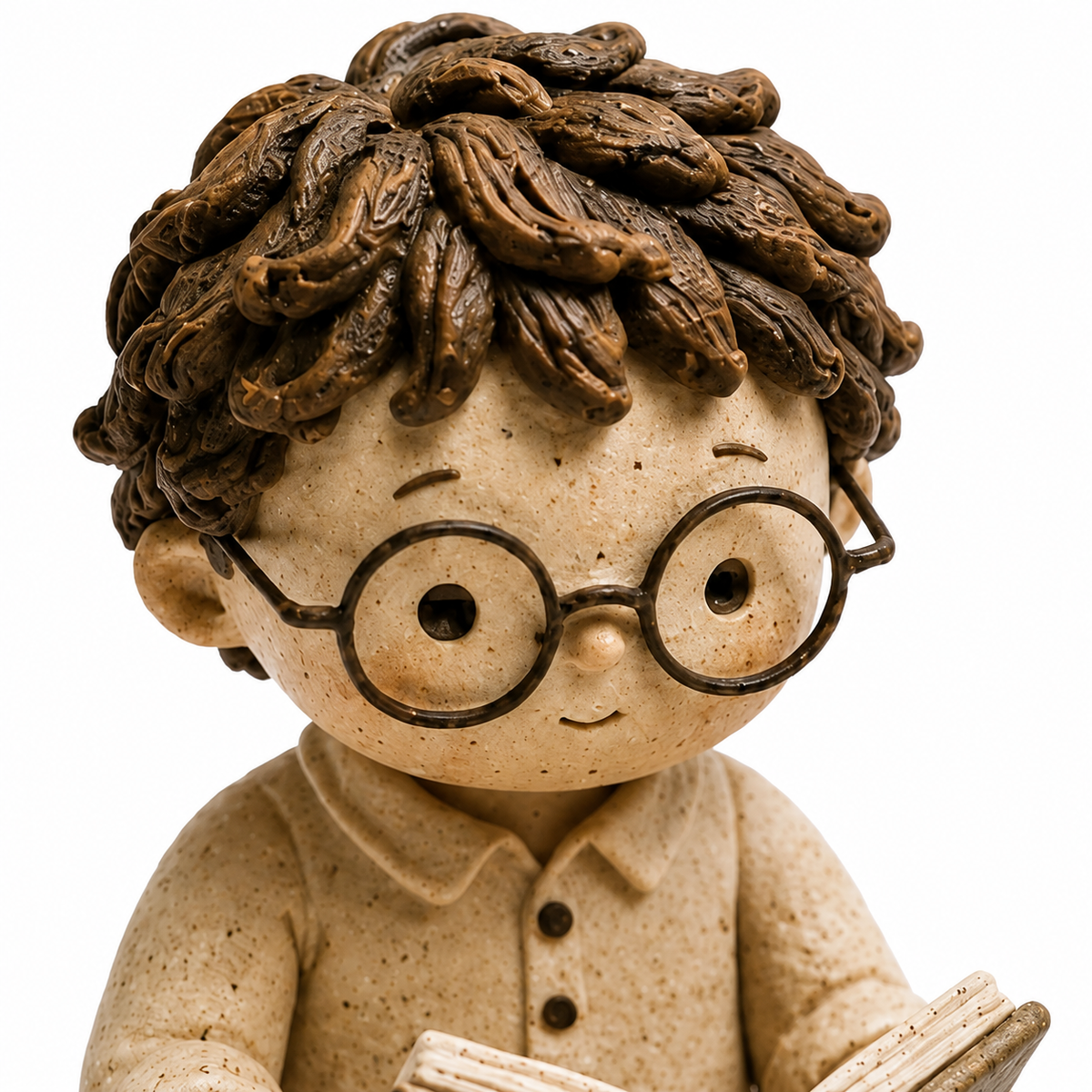 Ceramic Boy Reading Book Figurine