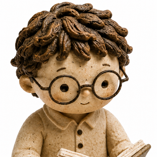 Ceramic Boy Reading Book Figurine