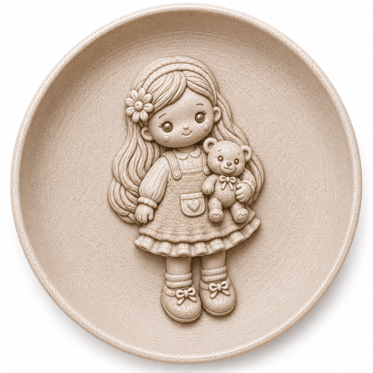 Ceramic Girl and Teddy Bear Decorative Wall Plate