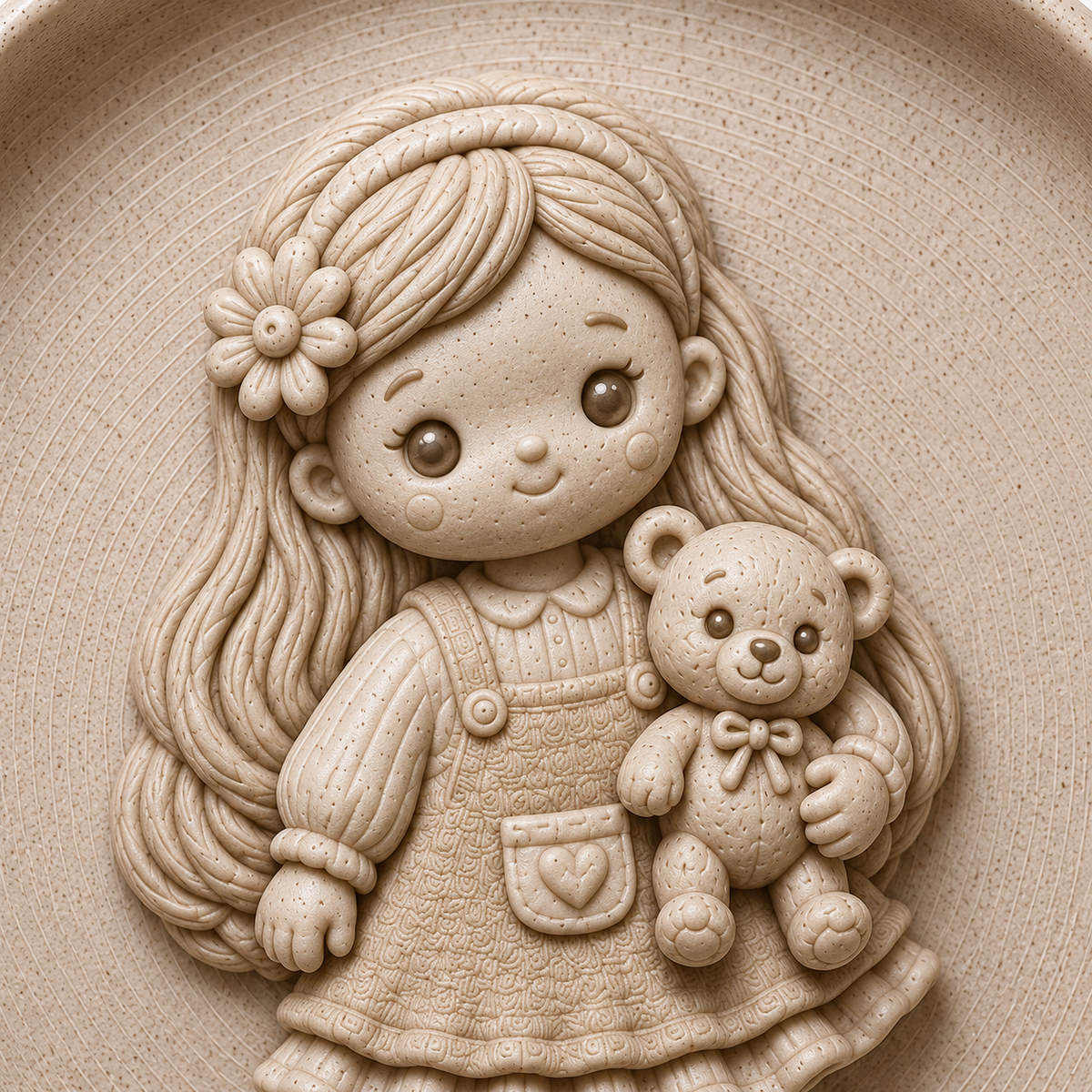 Ceramic Girl and Teddy Bear Decorative Wall Plate