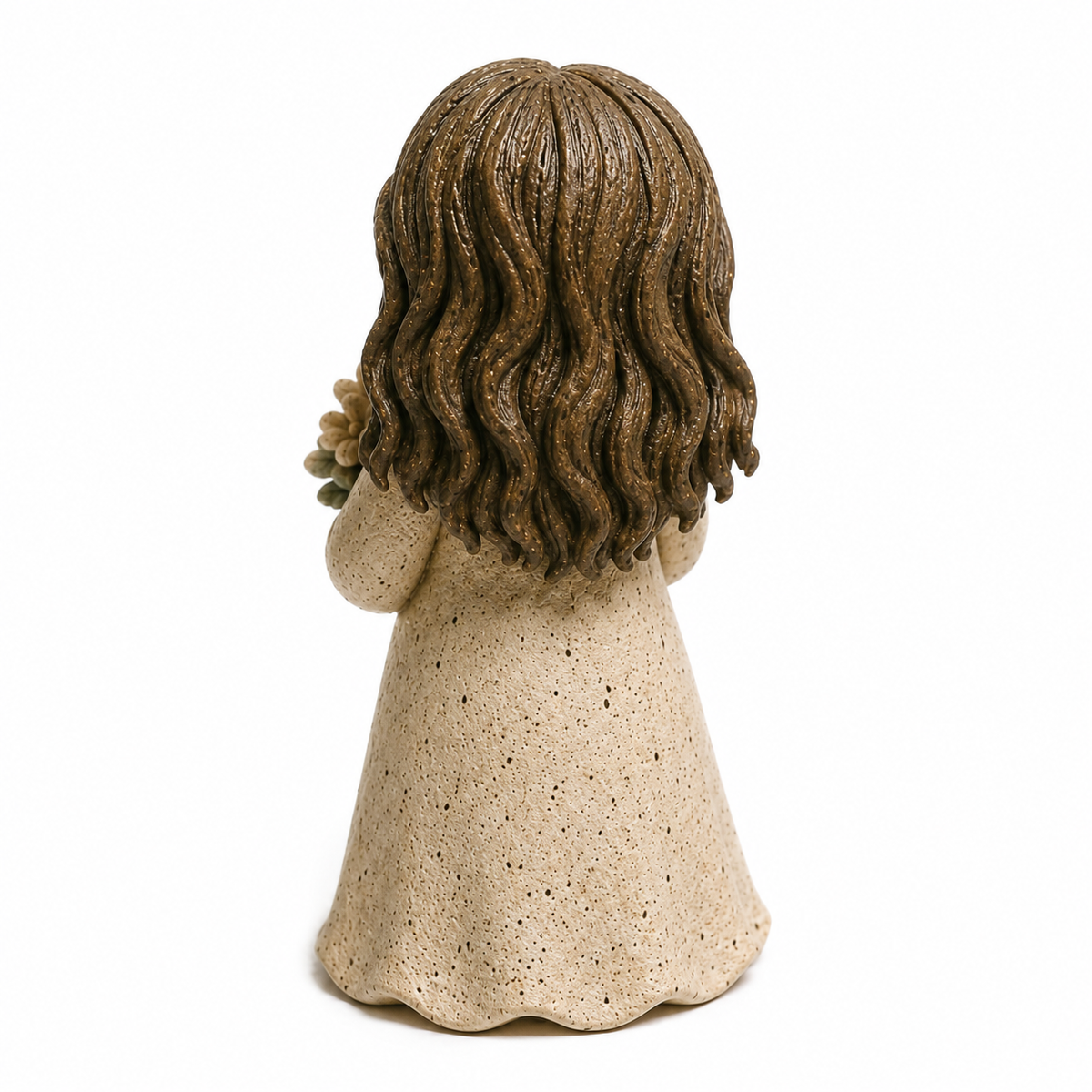 Ceramic Girl with Flower Bouquet Figurine