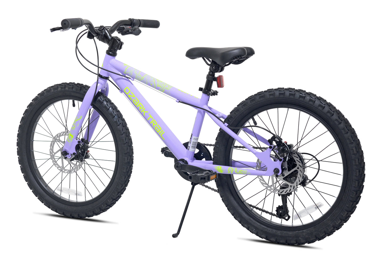 20" Ozark Trail Vibe Mountain Bicycle, 7 Speed, Fits Rider 3'11"-4'4", Purple, Teen, Unisex
