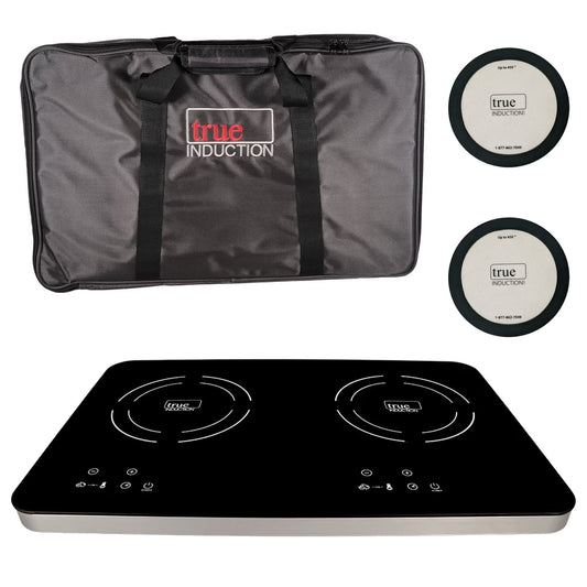 True Induction TI-2C Protable UL1026 Certified, 23-inch Dual Induction Cooktop 1750W Glass-Ceramic Top with FREE Carrying Bag & 2 Silicone Mats