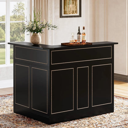 Tribesigns Bar Cabinet, L-Shaped Home Bar Table with Stemware Racks