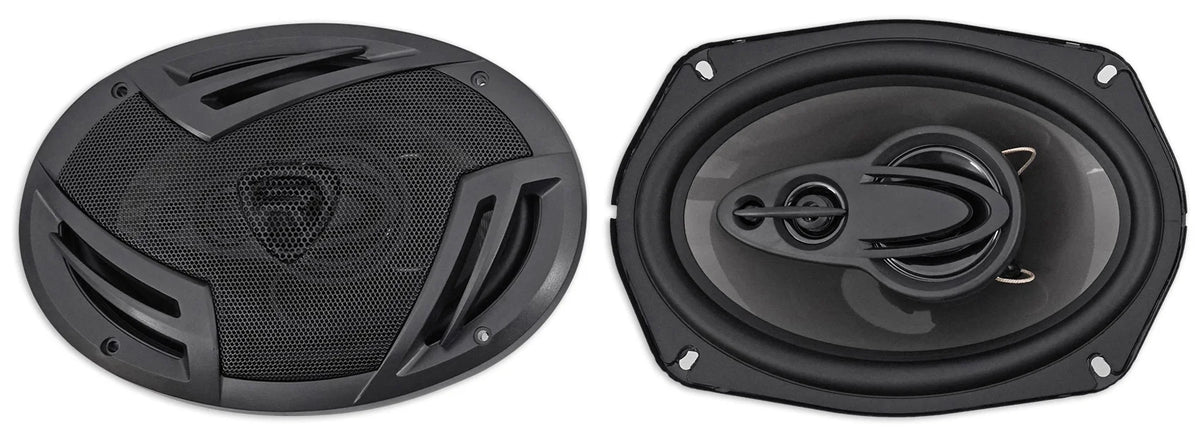 (4) Rockville RV69.4A 6x9" 1000w 4-Way Car Speakers+Quad Speaker Enclosure Box