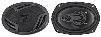 (4) Rockville RV69.4A 6x9" 1000w 4-Way Car Speakers+Quad Speaker Enclosure Box