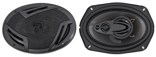(4) Rockville RV69.4A 6x9" 1000w 4-Way Car Speakers+Quad Speaker Enclosure Box