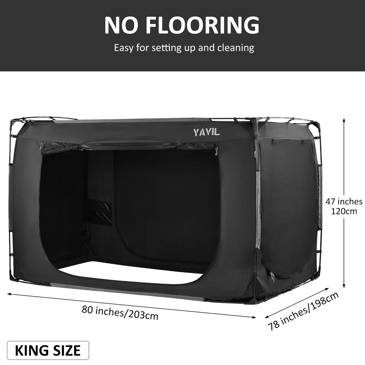 YAVIL Bed Tent Full Size Portable Pop up Privacy Sleeping 3 Doors Bed Tent Net 75 x 54 x 47in 10lb