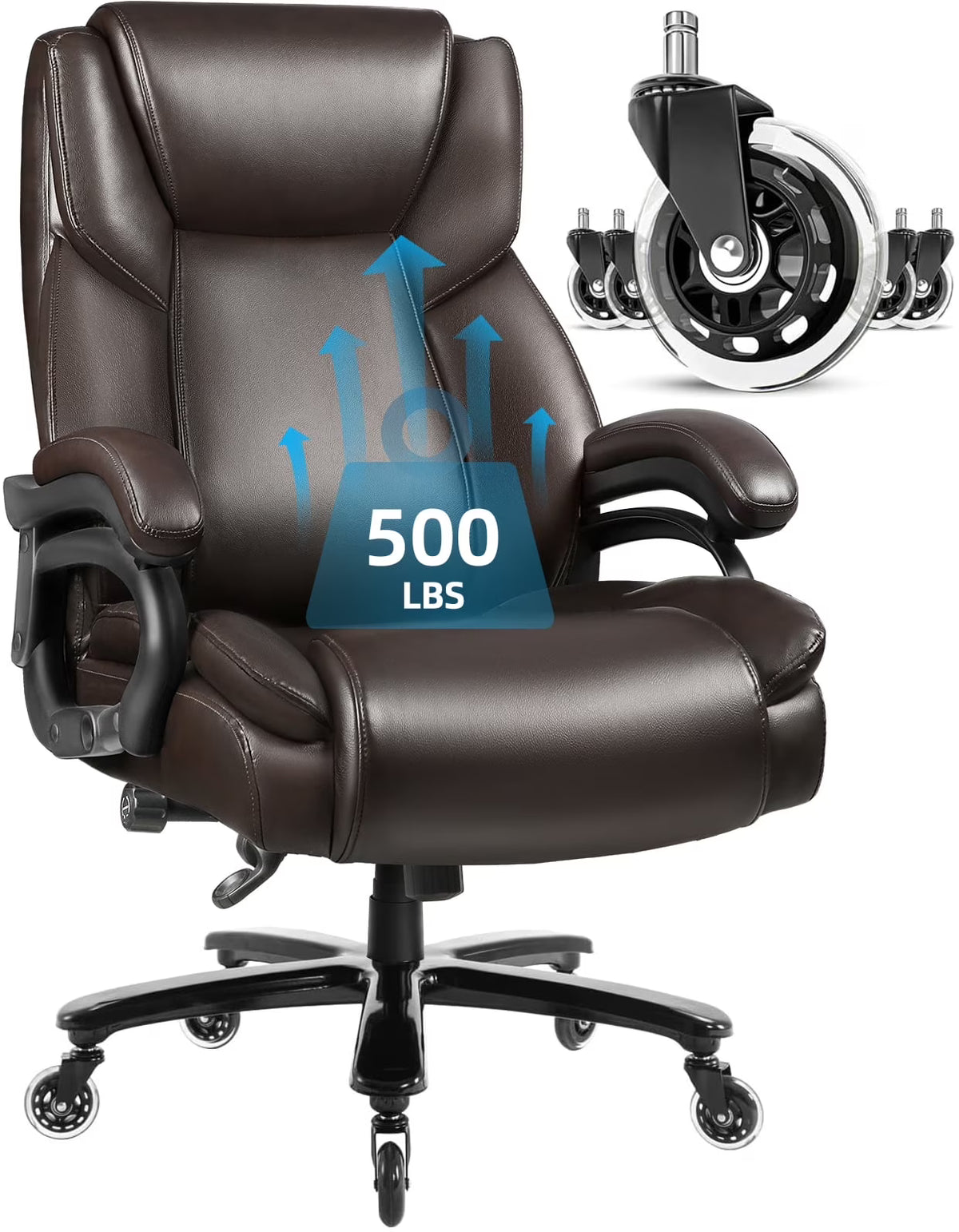 Waleaf Heavy Duty Big and Tall Office Chair 500lbs with Adjustable Lumbar Support,High Back Office Chair for Adults
