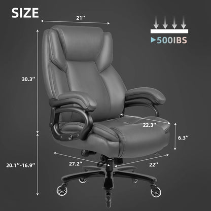 Waleaf Heavy Duty Big and Tall Office Chair 500lbs with Adjustable Lumbar Support,High Back Office Chair for Adults
