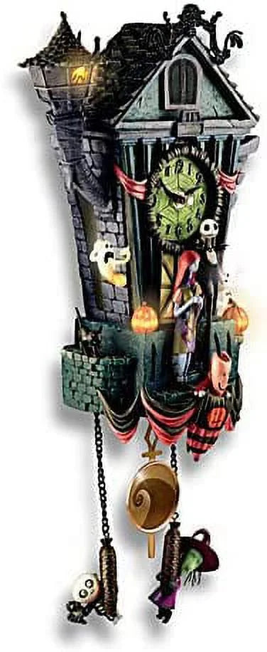 The Bradford Exchange The Nightmare Before Christmas Cuckoo Clock, 21 inches, Musical, Light-Up, Limited Edition