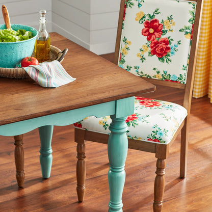 The Pioneer Woman Dining Table Made With Solid Wood Frame, Teal