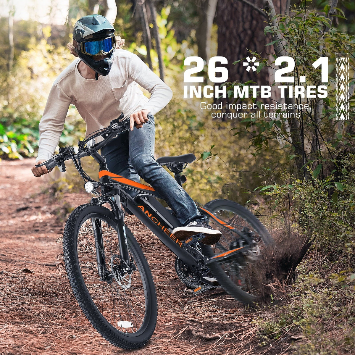 Vibespark Electric Bike, Electric Bike for Adults 26" EBike 500W Adult Electric Bicycle, 19.8MPH Electric Mountain Bike, 48V 7.8Ah Battery, Lockable Suspension Fork, Shimano 21 Speed, LCD Display