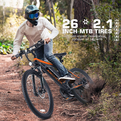 Vibespark Electric Bike, Electric Bike for Adults 26" EBike 500W Adult Electric Bicycle, 19.8MPH Electric Mountain Bike, 48V 7.8Ah Battery, Lockable Suspension Fork, Shimano 21 Speed, LCD Display