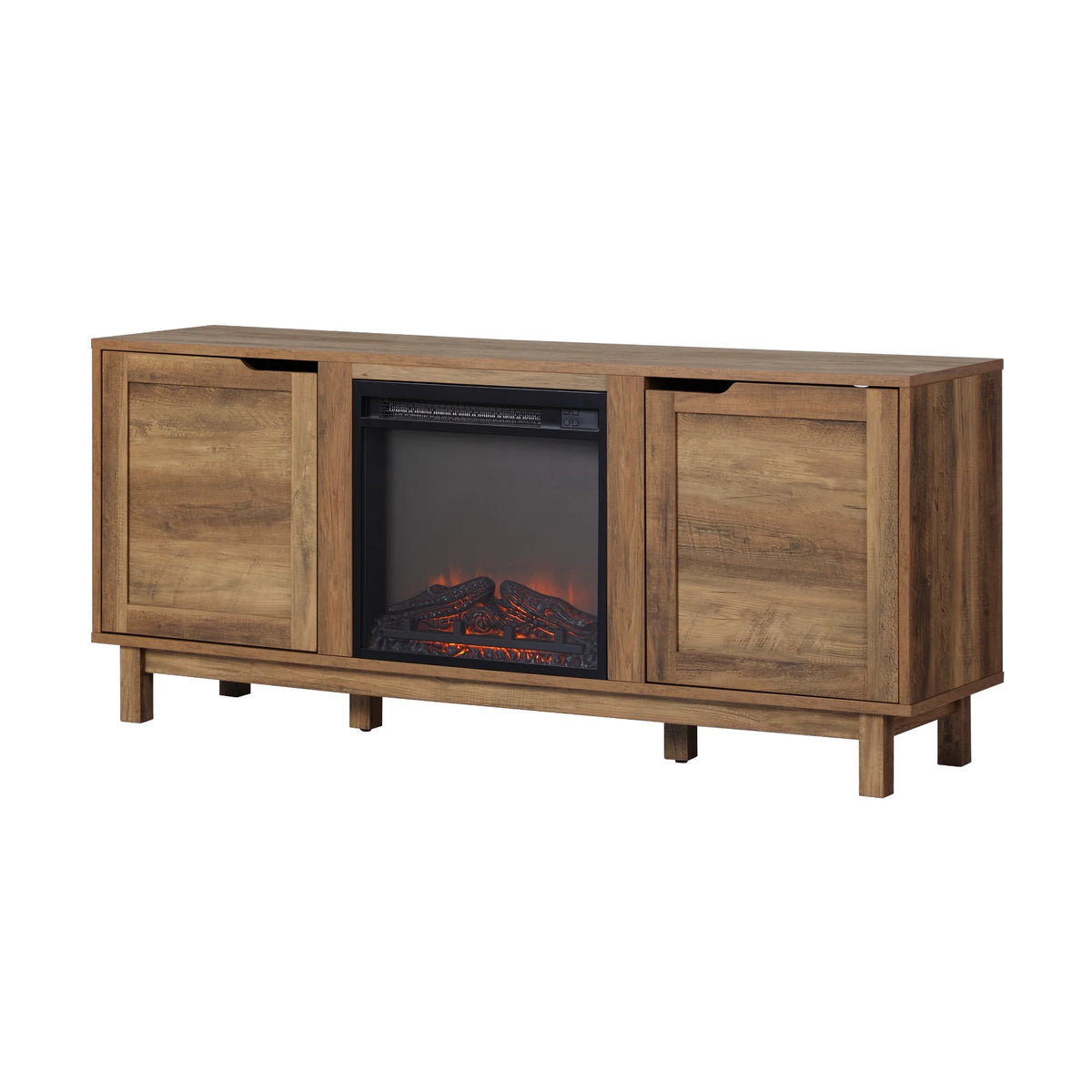 Walker Edison Transitional 2-Door Fireplace TV Stand for TVs up to 65��, Reclaimed Barnwood