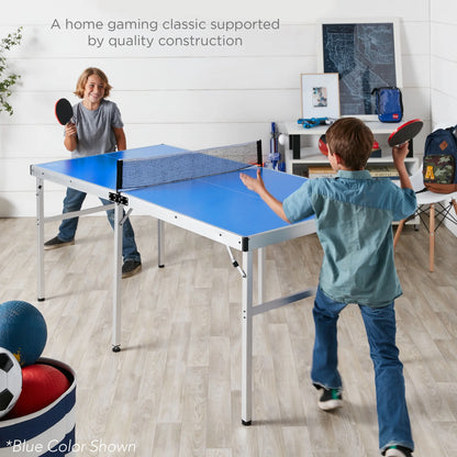 Best Choice Products 6x3ft Portable Ping Pong Table Game Set, Folding Table Tennis w/ 2 Paddles, Balls - Blue