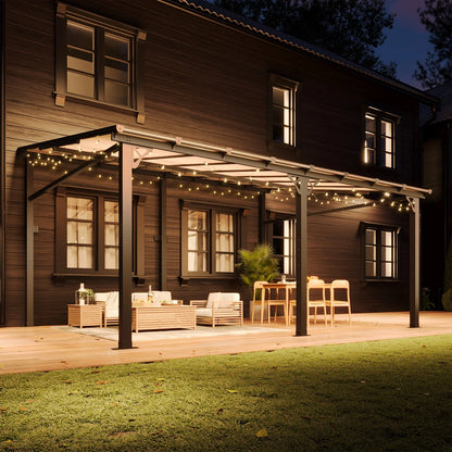 Aoxun 8' x 5' Gazebo for Patio, Gazebo Pergola with Sloped Roof, Grill Gazebo Large Wall-Mounted Heavy Duty Awnings, for Backyard, Deck, Patio