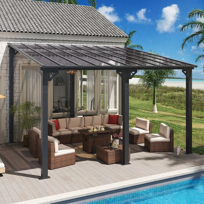 Aoxun 8' x 5' Gazebo for Patio, Gazebo Pergola with Sloped Roof, Grill Gazebo Large Wall-Mounted Heavy Duty Awnings, for Backyard, Deck, Patio