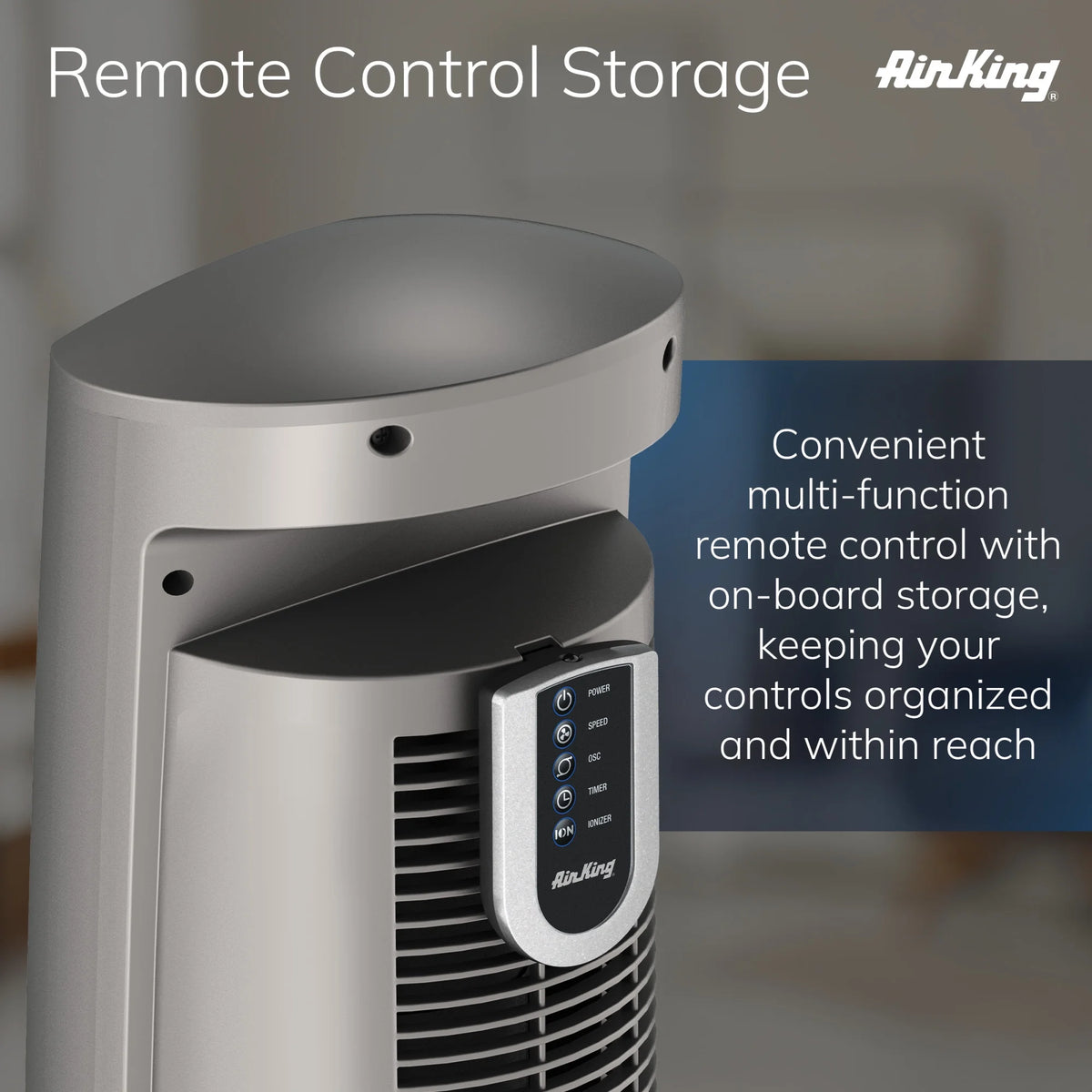 Air King Wind Curve 42" 3 Speed Fresh Air Ionizer Tower Fan with Remote Control, 9554
